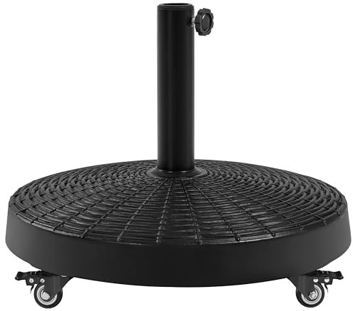 Yaheetech Sonnenschirmständer mit Rollen Rundes Schirmgewicht Φ 52 cm Stabiler Schirmhalter für Garten/Balkon/Strand/Pool/Deck Schwarz Schwarz