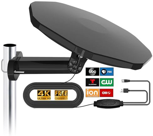 DVBT2 Antenne, zimmerantenne DVB-T & DVB-T2 Antennen mit Verstärker, Großer Reichweite und 360° Empfang, Zimmerantenne für Fernseher mit Starkem Magnetfuß, Geeignet für 4K 1080p & Alle TV-Geräte