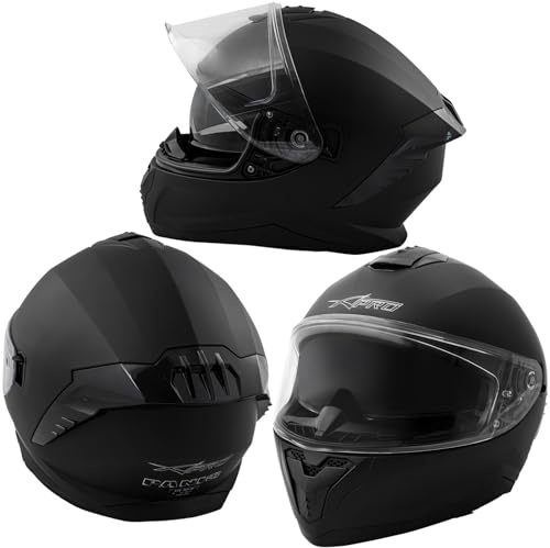 Integralhjälm, motorcykelhjälm, sparkhjälm, innersolskydd, matt, svart, M