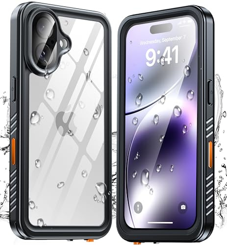 ANTSHARE Coque pour iPhone 16 Étanche Antichoc,360 degres Incassable Militaire Rigide Intégrale Case/Bumper,IP68 Waterproof Antipoussière [avec Protection Camera+Écran] Coque Etanche iPhone 16 (6.1)