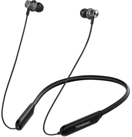 TONEMAC N8 Écouteurs sans Fil, Tour de Cou magnétique, 40 Heures d'autonomie, Basses Profondes améliorées, écouteurs IPX6 Bluetooth 5.3 pour téléphone, Musique, Sport