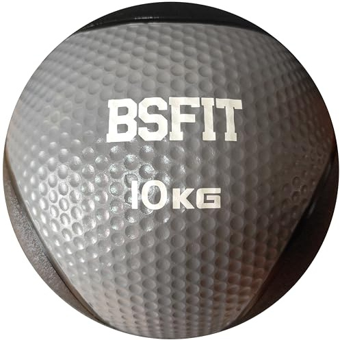 BSFIT® Balón Medicinal de Goma Pro – 10 kg Potencia Tus Rutinas con Esta Pelota con Rebote Medicinal - Balón Antideslizante para Levantamiento