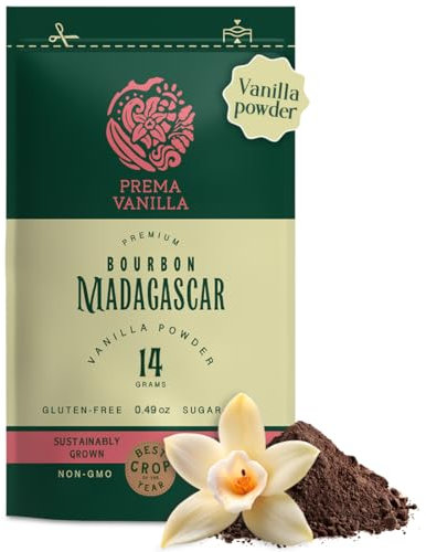 PREMA VANILLA Poudre de Vanille Bourbon Premium – Fabriquée à partir de Gousses de Vanille de Madagascar – Qualité Gourmet – Arôme Pur et Intense