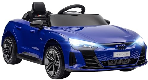 HOMCOM Voiture électrique Enfant 12 V - véhicule électrique avec télécommande parentale fournie - V. Max. 5 Km/h - Effets sonores, Lumineux - Audi RS E-tron GT Bleu foncé