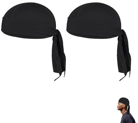 2 stycken sportbandana, keps, bandana, keps, underdel, cykelhjälm, män, damer, cykelmössa, underhuvudduk, pirat, halsduk, pannband, andas, tar upp svett på hatt, för löpning, vandring, klättring