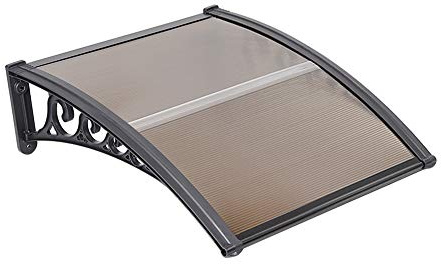 Pensilina da Esterno in Policarbonato, Pensilina Per Copertura Tettoia Modulabile Per Esterno Per Porte Balcone Finestre Elegante E Resistente,100 * 100 cm - marrone