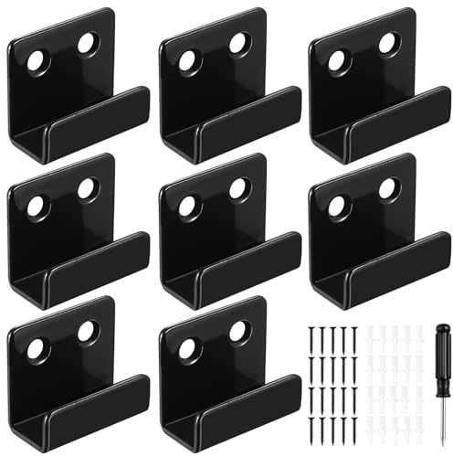 runxsam 8 Pezzi Staffe a U, Ganci a U, Gancio da Muro da Parete per Garage, Ganci da Parete in Acciaio Inox per Piastrelle in Ceramica per Bagno, Cucina, Garage, larghezza Interna 15 mm, Nero