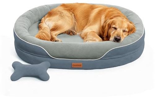 CWAWZ XL Orthopedic Dog Bed, Extra Large Dog Bed, Dog Sofa for Large Sized Dogs with Full-Surround Bolsters, Dual-Sided Dog Cooling Bed with Memory Foam, Washable Sofa with Nonslip Bottom, Dark Grey