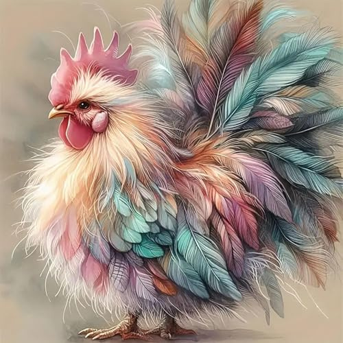 5D Full Rooster Diamond Painting Kit, Diamond Kit för vuxna nybörjare, komplett rund diamantmålningssats, djurtryck, kreativa hobbyer och heminredning, 30 x 30 cm