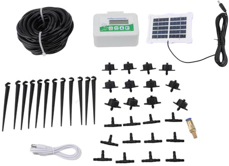 Aramox Temporizador de Riego Solar con Ahorro de Energía, Temporizador de Riego Inteligente, Material ABS Programable para Jardín, Tierras Agrícolas y Césped