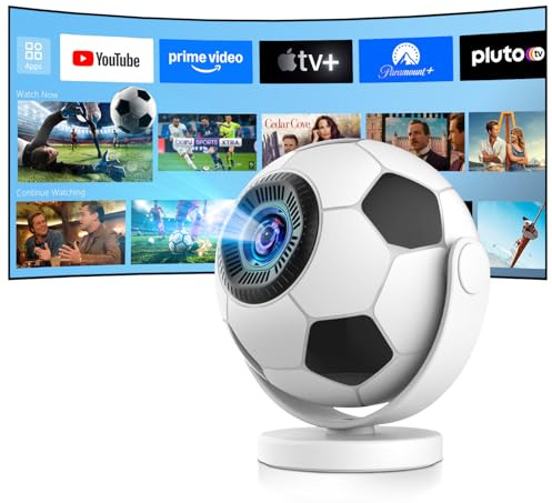 Miniprojektor stöder 4K 2026, smart projektorer Android 14.0, smart projektor bärbar med WiFi 6 och Bluetooth 5.4 bärbar bil tangentbord, liten mobiltelefonprojektor hemmabio utomhus, 180° vridning