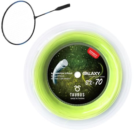 Badmintonsträng – 656 fot högelastisk tråd ersättning för racketar | professionell 0,70 mm racket träningssträng | hållbar 200 m stor platta idrottare och proffs, 20-12,7 kg spänning