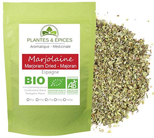 Plantes & Epices - Marjolaine Feuilles Herbes séchées BIO - Sachet Fraîcheur Biodégradable Refermable (100g)