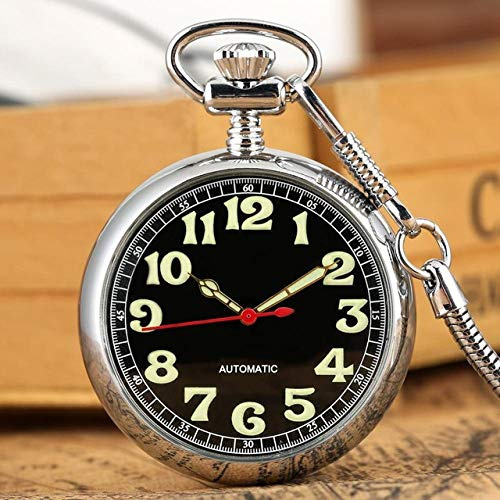 IOMLOP Orologio da Tasca Meccanico Automatico di Lusso con Numeri Luminosi, Serpente a Catena, Nottilucente Fluorescente, AR