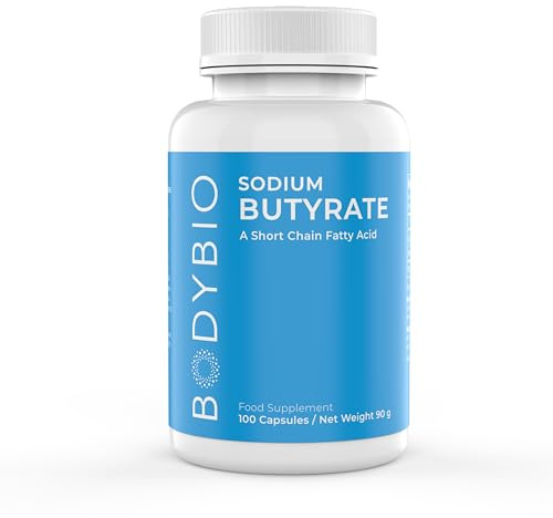 BodyBio Butyrate - Postbiotic for Gut Health, Digestive Support, Bloat, Gas & Constipation Relief, Leaky Gut Repair - Sodium + Butyric Acid Supplement for GI Wellness