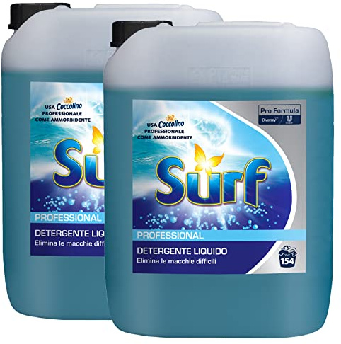 2x Surf Professional Detergente Liquido per Macchie Difficili adatto a Capi Bianchi e Colorati Detersivo Lavatrice Delicato sui Tessuti Pro Formula - 2 Taniche da 10L