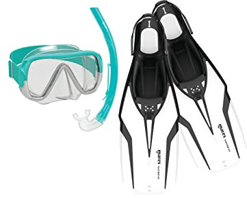 Mares Aquazone Set Nateeva Keewee - Set bestehend aus Maske, Mundstück und Schnorchelflossen für Erwachsene - Weiß, M/L