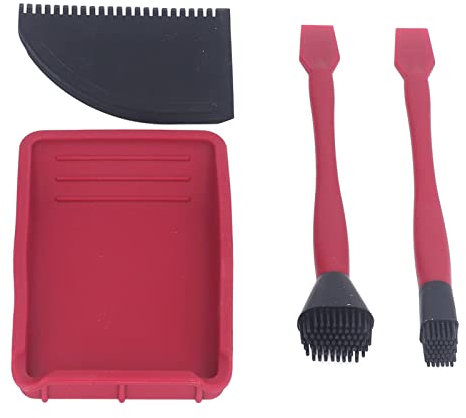 4-teiliges Silikon-Holzbearbeitungs-Kleber-Set, 2 Pinsel, 1 Kamm und 1 Tablett, Gleichmäßige Anwendung, Silikon-Leimpinsel, Flacher Schaber, Applikator-Set für die Holzbearbeitung