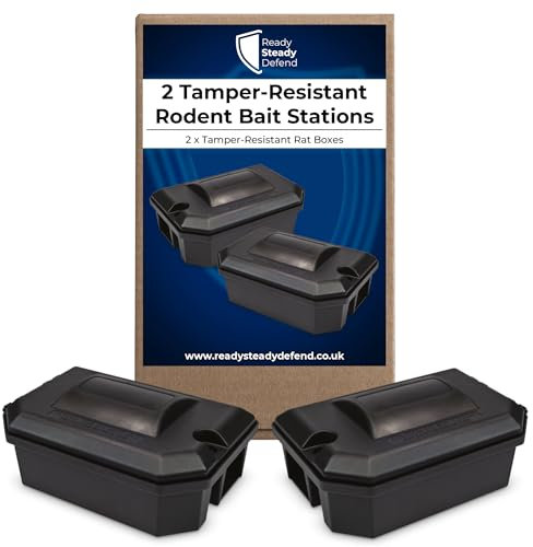 x2 Lockable Rodent Bait Stations - Effective Rat Traps/Rat Bait Boxes for Outdoors - Secure Pest Control Products for Outdoor Rat Deterrent - Secure & Lockable Bait Stations for Reliable Results