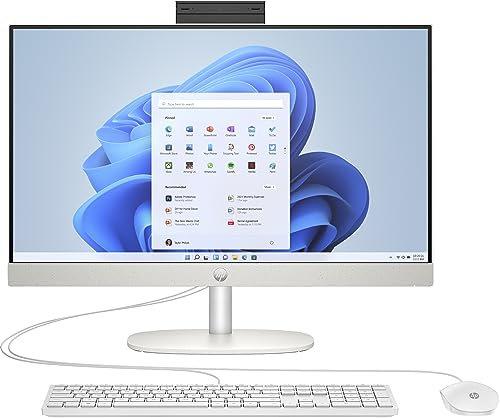 HP All-in-One PC, 23.8 FHD Display, Intel Core i5-1335U, 8GB DDR4 RAM, 512GB SSD, Intel Iris Xe Graphics, Windows 11 Home, White