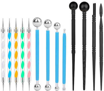 COMNICO 13 Stück Modelliermasse Werkzeug-Set, DIY Mandala Steine Bemalen Set Polymer Clay Keramik Keramikwerkzeuge Mischen Modellieren Zeichnen Painting Werkzeug Zum Bemalen Kuchen, Keramik