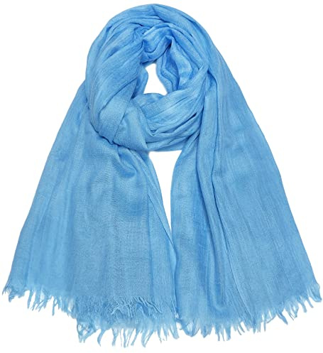 Gragengs Écharpe estivale pour femme, légère, grande, longue, en mousseline de lin, couleur unie, 190 x 109 cm, L