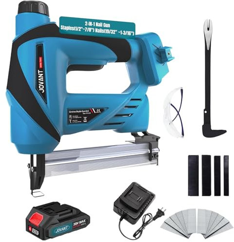 Nagelpistole batteriebetrieben, Akku-Nagelpistole mit 1.2.0Ah Li-Ionen-Batterie, 20V 2 in 1 elektrische Nagelpistole mit Heftferner, Akku-Brad-Nagel für Polsterung, Tischlerei und Holzbearbeitung