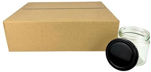 BIENEN SCHMIDT 60x Twist Off Honigglas Schraubglas 250g Imkerhonig Rundglas Gläser für Honig Sturzglas Einmachglas Einweckglas Marmeladenglas Deckel-Schwarz