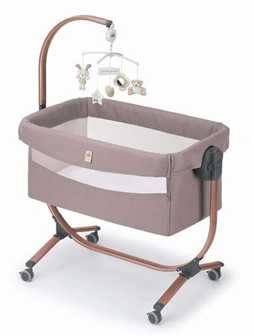 CAM Il mondo del bambino Baby Beistellbett Cullami | Mehr Farben verfügbar | inkl. Wippfunktion | 8-Fach höhenverstellbar, Farbe:Rosa