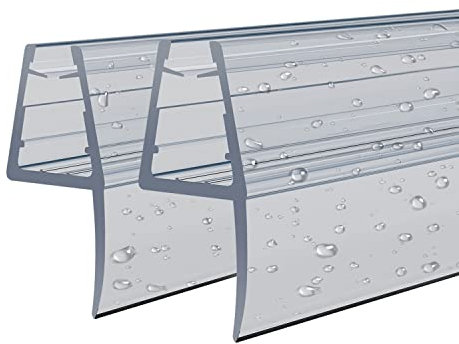 Duschdichtung 2x100cm, Weiche Kantenlünge 12mm, Dichtung Transparent für 4-6mm Glastür Duschwand Badewanne Duschkabine Wasserabweiser Schwallschutz Duschdichtungen für Duschtüren