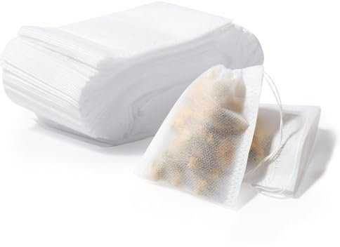 Vinabo 400 Filtro te Infusione Bustine the, Filtri per Tisane Sfuse Bustine te Vuote tè 7 x 9 cm con Coulisse, Infusore tè per tè sfuso, tè Aromatizzato, Spezie, Erbe Aromatiche, Spezie e Altro Ancora