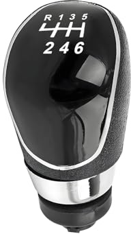 ZOBMIO Pomo de palanca de cambios manual de 6 velocidades, piel sintética mejorada para Ford Focus, Fiesta, C-Max, S-Max, Kuga, Mondeo IV y Galaxy Facelift [negro]