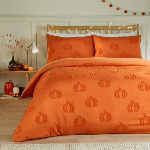 furn. Duvet Day Pumpkin Fields Duvet Cover Set – Ultra Soft Cosy Autumn Tufted Bedding (Multicolour - Single)