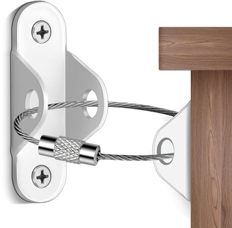 Furniture anchors10-Pack Baby Proof Heavy Duty Furniture Anchors for Dressers, Bookcases and TV Cabinets 400LB Anti Tip Kit with Stainless Steel Hardware Shock Straps (White)