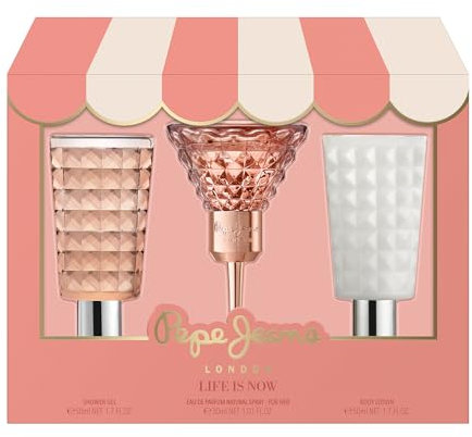 Pepe Jeans Life Is Now For Her Estuche Regalo Perfumes de Mujer Pack de 3 Piezas Eau de Parfum 30ml, Body Lotion 50ml y Shower Gel 50ml Set Fragancia Floral y Oriental
