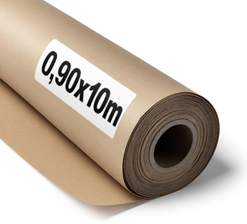 OFITURIA Papel Kraft Marrón Natural 70 g/m² - Rollo 0,90×10 m - 1 Rollo - Para Embalaje, Manualidades y Decoración - Resistente y Fácil de Cortar - Compatible con Pinturas y Crayones