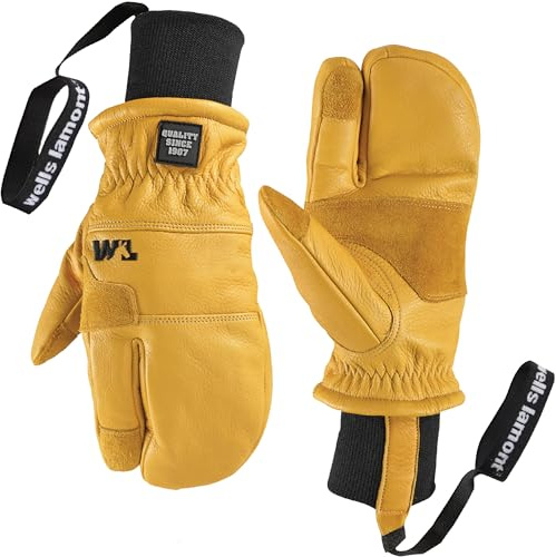 Wells Lamont HydraHyde Winter Mittens for Women & Men, Lobster Style, Insulated for Cold Weather, Snow & Ski Mittens (Saddletan, Large)