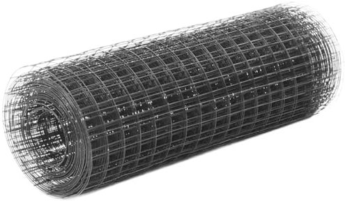 vidaXL Hönsnät stål med PVC-beläggning 10x0,5 m grå