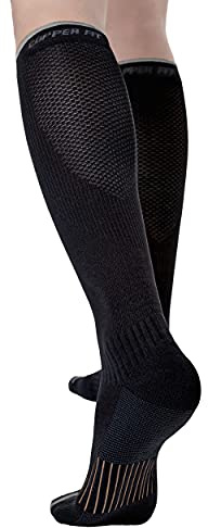 Copper Fit Unisex-Adult's 2.0 Easy-Off Knee High Compression Socks, black, Small/Medium