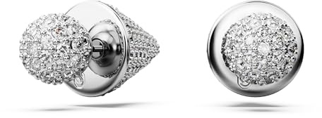 Swarovski Luna Ohrstecker, Weiße und Rhodinierte Ohrringe aus Strahlenden Swarovski Kristallen
