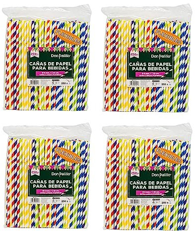 DON PALILLO - 1000 cannucce di carta a righe colorate varuate 23 cm. 100% biodegradabili e compostabili. Cannucce per feste, compleanni e celebrazioni (4)