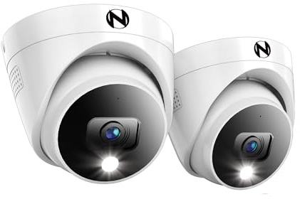Night Owl Add On Wired 2K HD Indoor/Outdoor Deterrence Dome Cameras with 2-Way Audio (2-Pack) (Requires Compatible DVR - Sold Separately)