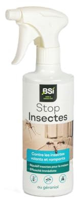 BSI - Stop Insectes - Au Géraniol - Pour Volants Et Rampants - 500ml - Efficace A l'Intérieur Et Extérieur - Naturel - Répulsif - 500ml