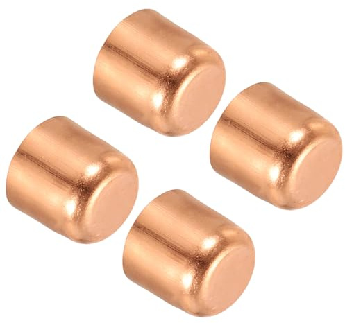 PATIKIL 3/8 Pollici ID Tappo per Estremità Tubo in Rame, 4pz Tappi in Rame per Raccordi a Saldare per Impianti Idraulici HVAC Condizionatori d'Aria, Tono Rame