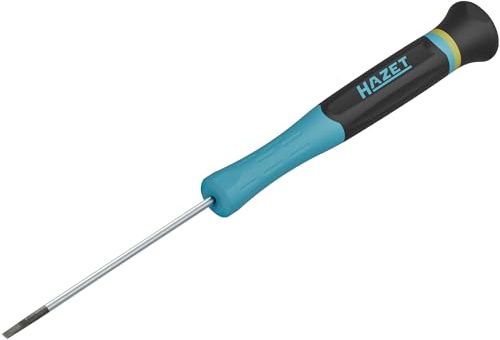 HAZET Electronic Screwdriver 811EL-025, SW 0.4 x 2.5 mm Slotted Profile, Round Blade, 168 mm Length, 2-Component Handle, Burnished Tip