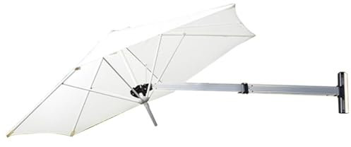 RDHMJSJAZ 8.2ftWall Mounted Patio Umbrella, Outdoor Garden Balcony Tilting Sunshade Umbrella, Suitable For: Balcony, Garden, Outdoor, Etc.(White)