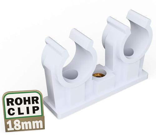 FUX 5 clips de tubo de 16-18 mm, abrazaderas para tubos con rosca de metal M6, soporte para tubos, abrazadera doble para fontanería y calefacción