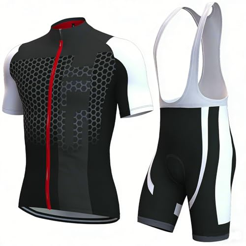assocauicy Uomo Traspirante ad Asciugatura Rapida Gel Imbottito Pantaloncini Manica Corta Ciclismo Maglia