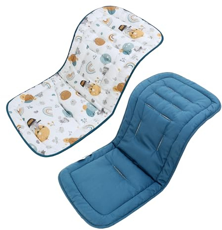 LAT Colchoneta Silla Paseo, Almohadilla Reversible para Cochecitos, Suave y Transpirable Algodón Funda Carrito Bebe Universal, Cojín Doble Cara para Silla de Auto y Carrito (Globo Arco Iris)