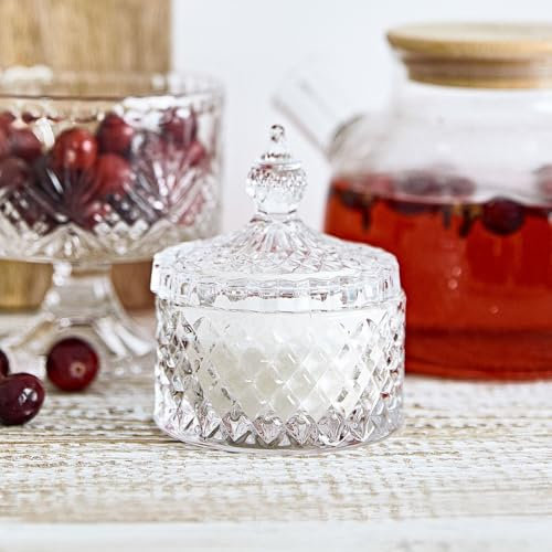 HOMLA FERRAN Zuccheriera in vetro con coperchio, decorazione in cristallo, lavabile in lavastoviglie, 10 x 8 cm